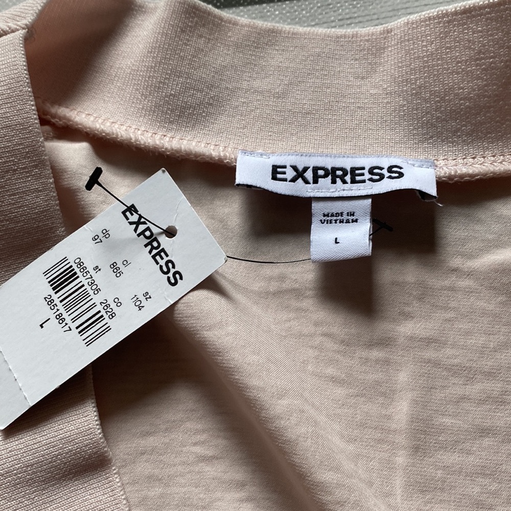 Express Lace Pieced V-Neck Popover in Pale Peony Size Large - Picture 6 of 9